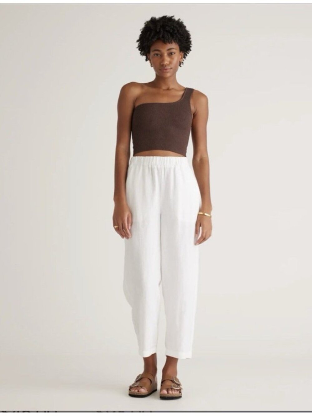 Quince Women’s 100% European Linen Pull On Crop Pants White Size S - Picture 4 of 16